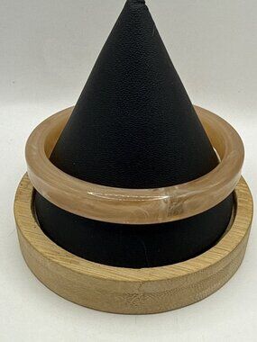 Vintage Cream Swirl Resin Bangle Minimalist Neutral Marbled Aesthetic